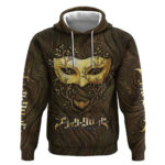 William Vangeance Black Clover Hoodie Enchanted Woodgrain Style with Duality and Golden Mask Motif