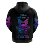 Wings Skull Hoodie Heaven Don't Want Me Hell Afraid I Take Over DT01