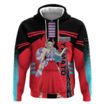 Yamato from One Piece Hoodie with Fierce Samurai Armor and Dynamic Action Pose Design