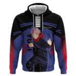 Yuji Itadori from Jujutsu Kaisen Hoodie with Cursed Energy and Dynamic Fighting Pose Design