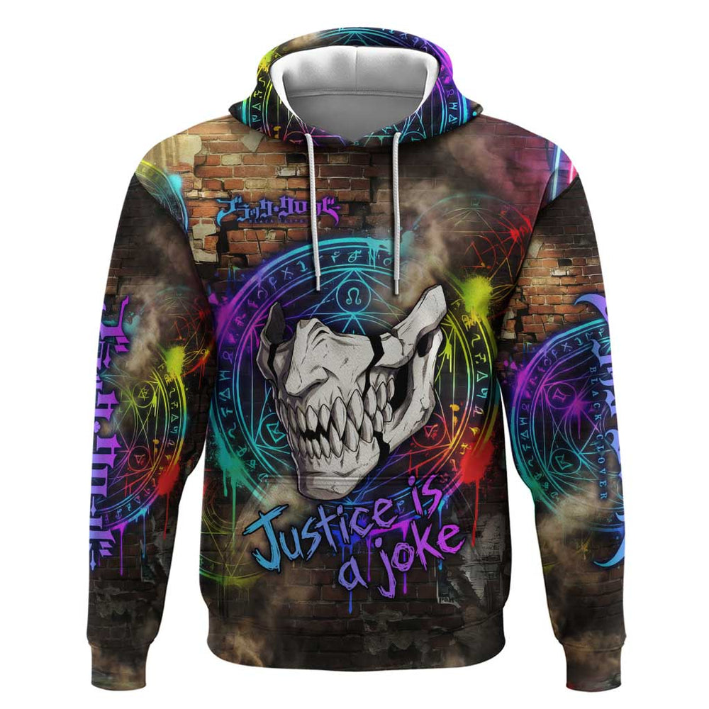 Zara Ideale Black Clover Hoodie Graffiti Magic Circle Style with Urban Grunge Aesthetic Zara Ideale Black Clover Hoodie Graffiti Magic Circle Style with Urban Grunge Aesthetic