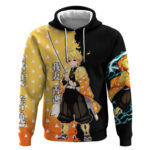 Zenitsu Agatsuma from Demon Slayer Hoodie with Yellow Lightning Kimono and Thunder Effects Design