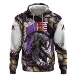 Zeno Zoldyck Theme White and Purple Dragon Aura Design Hoodie with Dark Energy Card Artwork