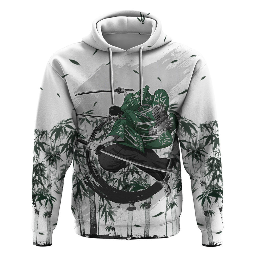 Zoro One Piece Hoodie Bamboo Sumi-e Style Zoro One Piece Hoodie Bamboo Sumi-e Style
