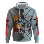 Alphonse Elric Fullmetal Alchemist Hoodie with Armored Form and Protective Battle Pose Design
