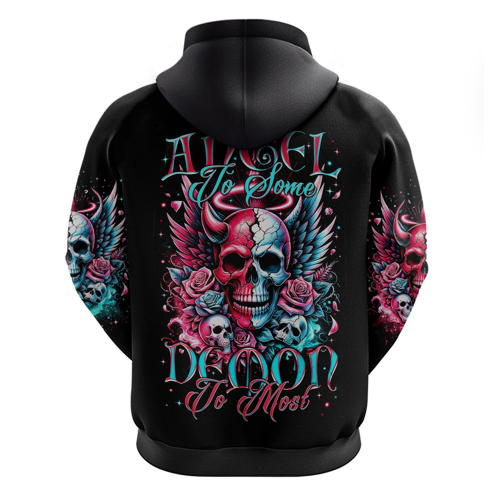 Couple Skull Hoodie She Was And Angel Craving Chaos Demon Seeking Peace DT01 Couple Skull Hoodie She Was And Angel Craving Chaos Demon Seeking Peace DT01