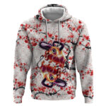Denji x Pochita Chainsaw Man Hoodie Anime Mix Cherry Blossom Style
