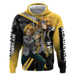 Denki Kaminari Hoodie Bold Anime Action Illustration with Electric Lightning Effects