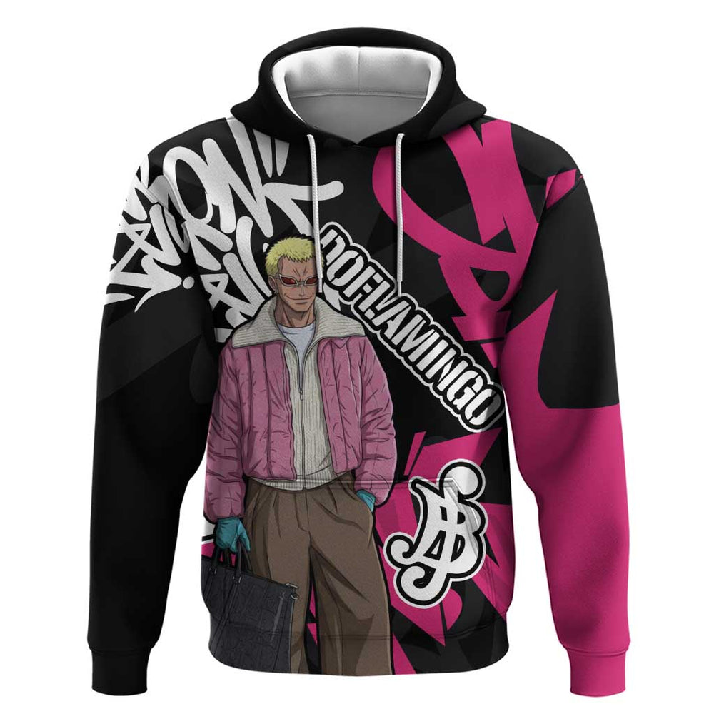 Donquixote Doflamingo One Piece Hoodie Graffiti Street Art Anime Collage Donquixote Doflamingo One Piece Hoodie Graffiti Street Art Anime Collage