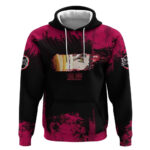 Douma Demon Slayer Red Grunge Design Hoodie with Fan Pose and Piercing Eyes Detail