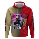 Esil Radiru Solo Leveling Hoodie with Shadow Power Pose and Dark Fantasy Action Design