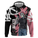 Akaza Demon Slayer Hoodie Pink Black Graffiti Anime Graphic