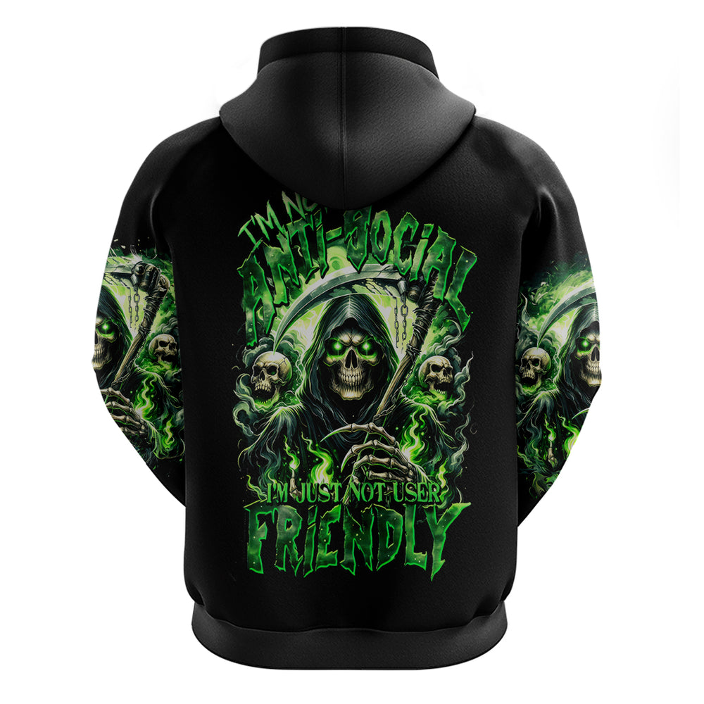 Flame Reaper Skull Hoodie I'm Not Anti Social I'm Just Not User Friendly DT01 Flame Reaper Skull Hoodie I'm Not Anti Social I'm Just Not User Friendly DT01