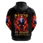 Flame Skull Hoodie I'm Never Alone My Demons Are With Me 24 7 DT01