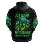 Flame Skull Hoodie I'm Never Alone My Demons Are Wit Me 24 7 DT01