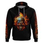 Flaming Skull Hoodie Celestial Riders with Angel Wings DT01