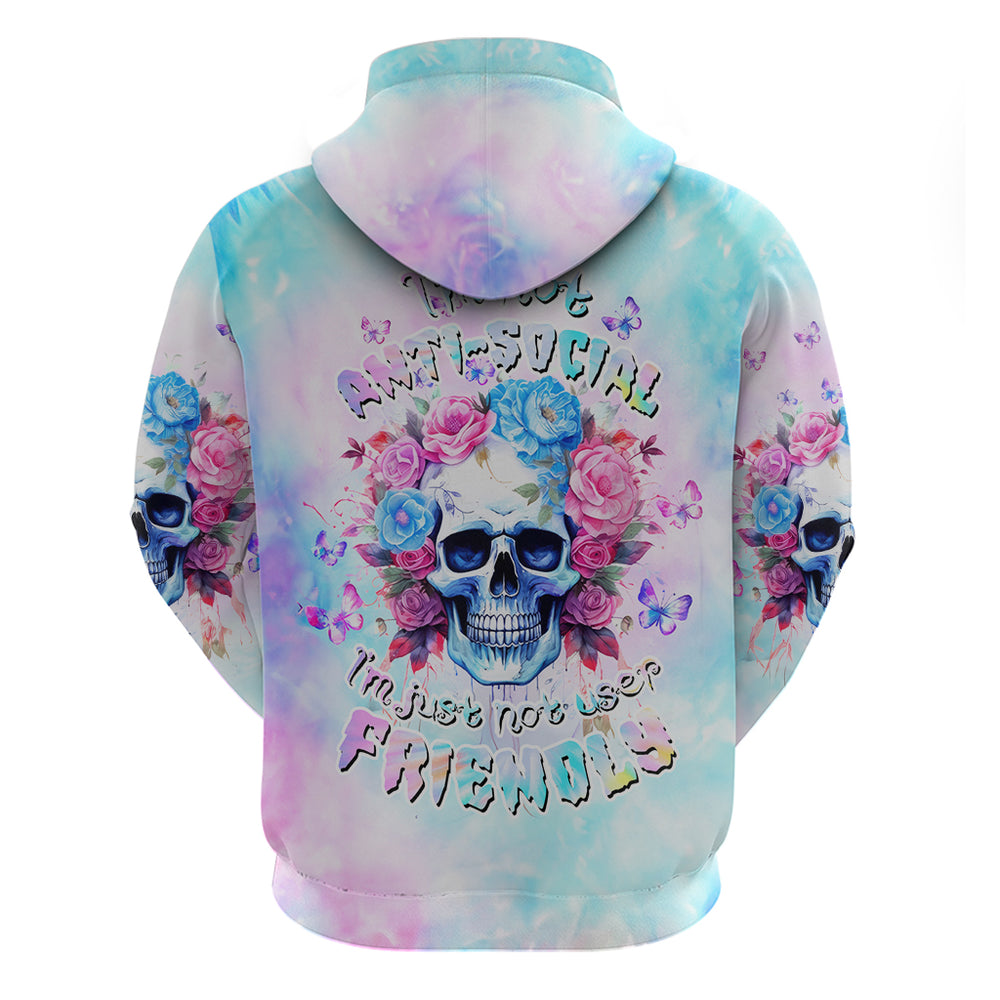 Flower Skull Hoodie I'm Not Anti-Social I'm Just Not User Friendly DT01 Flower Skull Hoodie I'm Not Anti-Social I'm Just Not User Friendly DT01