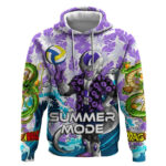 Frieza Dragon Ball Summer Theme Hoodie with Volleyball Floral Shirt and Shenron Tropical Design
