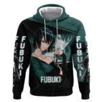 Fubuki One Punch Man Anime Teal and Black Theme Hoodie with Elegant Psychic Pose and Cool Urban Styl