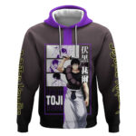 Fushiguro Toji from Jujutsu Kaisen Hoodie with Purple and Black Background and Multiple Poses Design