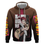 Gaara Naruto Hoodie Sand Powers and Fierce Battle Pose Design
