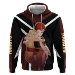 Gaara Naruto Hoodie with Sand Powers and Intense Battle Pose Design