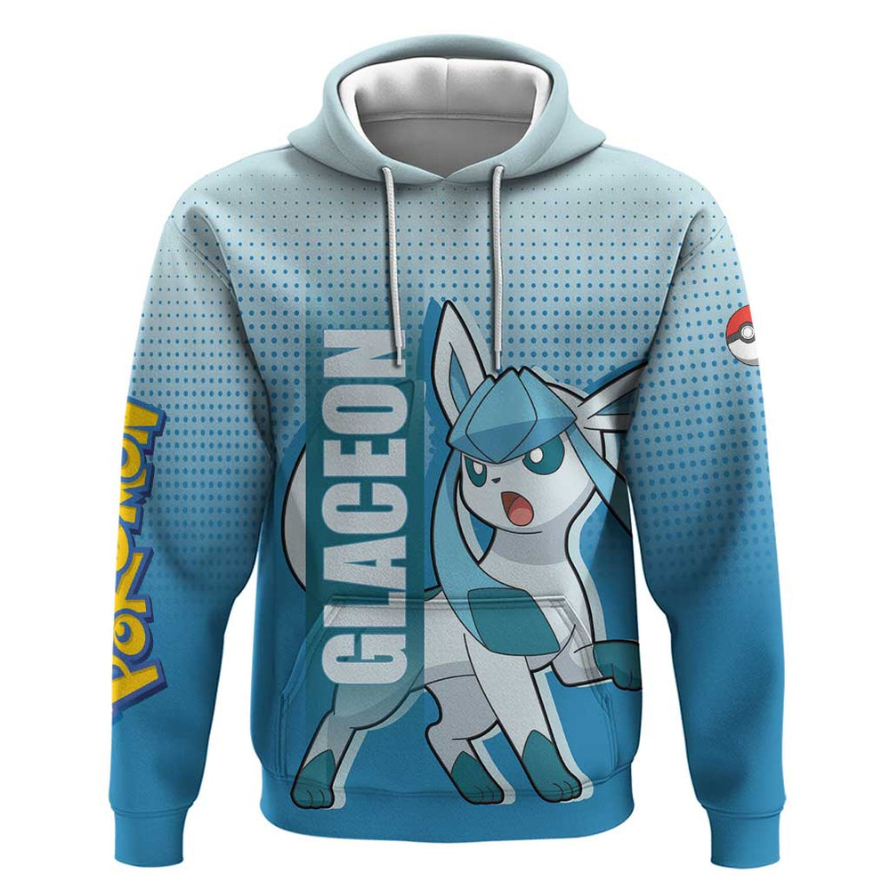 Glaceon from Pok Hoodie with Ice Type Ability and Elegant Pose Design Glaceon from Pok Hoodie with Ice Type Ability and Elegant Pose Design