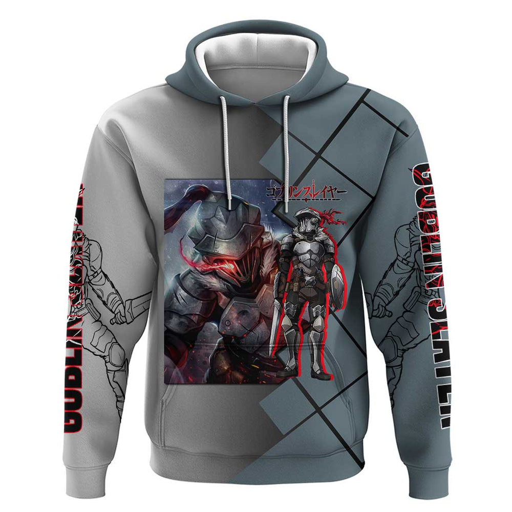 Goblin Slayer Goblin Slayer Hoodie with Armor Clad Battle Pose and Dark Fantasy Design Goblin Slayer Goblin Slayer Hoodie with Armor Clad Battle Pose and Dark Fantasy Design