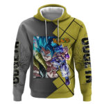 Gogeta Dragon Ball Hoodie with Fusion Aura and Dynamic Fighting Pose Design