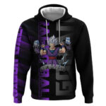 Gohan Dragon Ball Gym Theme Hoodie with Dumbbell Power Lift and Electric Aura on Black and Purple De