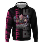 Goku Black Rose Dragon Ball Gym Theme Hoodie with Dumbbell Power Lift and Pink Electric Aura on Blac