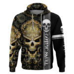 Golden Gothic Skull Hoodie Embracing Ancient Elegance DT01