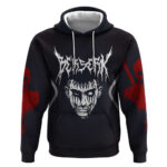 Guts Berserk Hoodie with Black Red Dark Theme and Fierce Warrior Anime Design