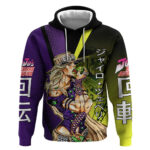Gyro Zeppeli JoJos Bizarre Adventure Hoodie with Spin Pose and Vibrant