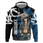 Hashibira Inosuke Demon Slayer Hoodie Blue Black Graffiti Anime