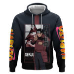 Hashirama Senju Hoodie with Wood Release and Powerful Battle Pose Design