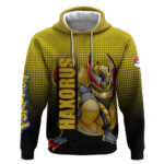 Haxorus from Pok Hoodie with Dragon Type Ability and Battle-Ready Pose Design