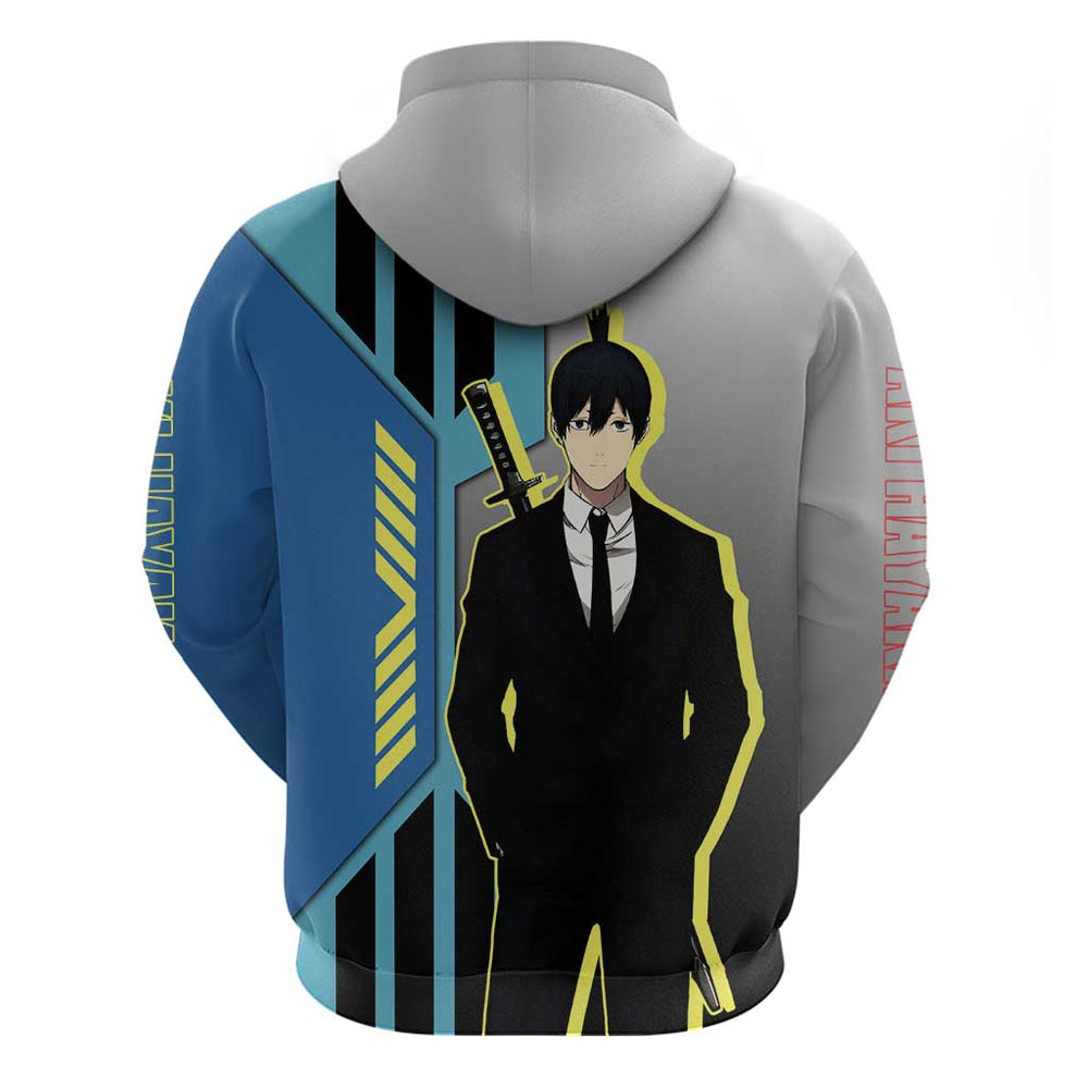 Aki Hayakawa from Chainsaw Man Hoodie with Sword and Stylish Pose Design Aki Hayakawa from Chainsaw Man Hoodie with Sword and Stylish Pose Design