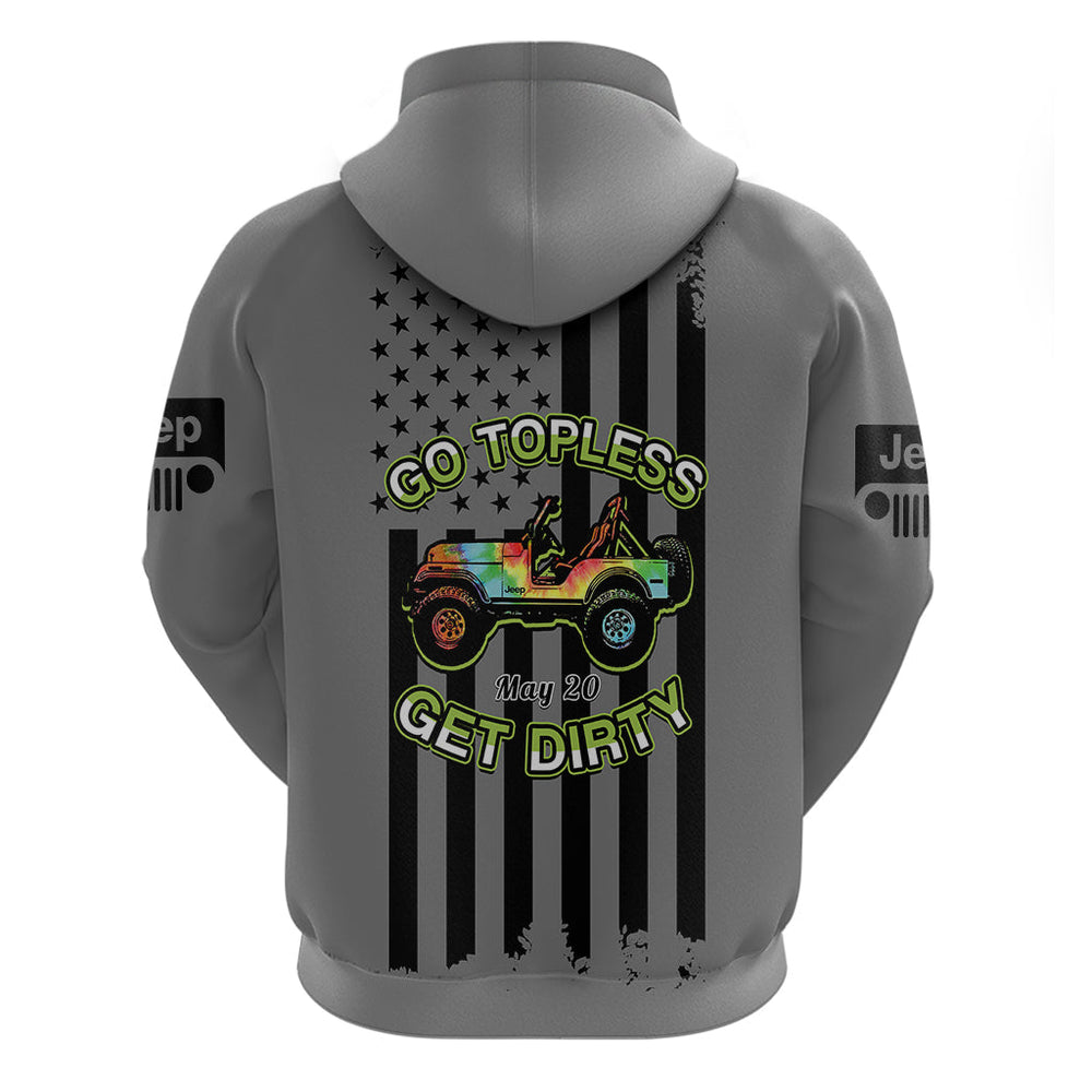 Jeep Go Topless Day 2023 Get Dirty Hoodie Grey Version Jeep Go Topless Day 2023 Get Dirty Hoodie Grey Version