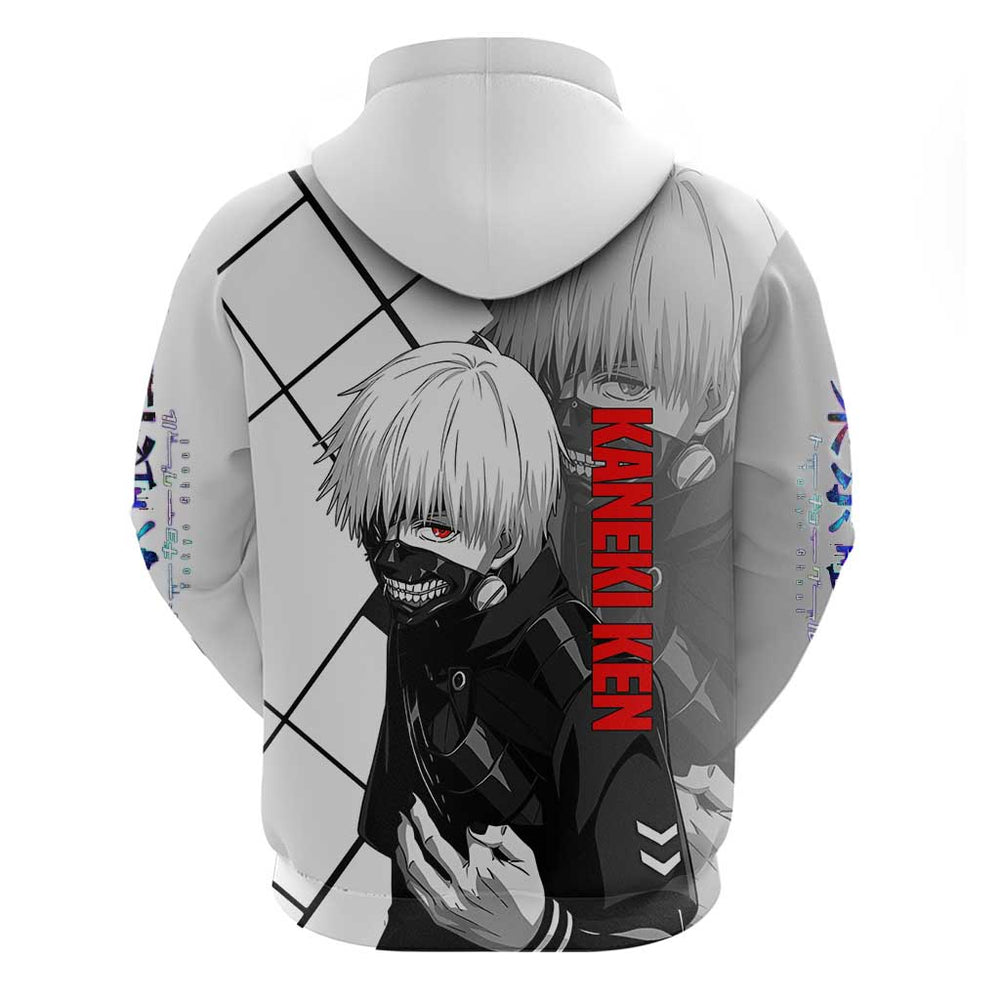 Kaneki Ken Tokyo Ghoul Hoodie with Masked Ghoul Form and Dark Battle Pose Design Kaneki Ken Tokyo Ghoul Hoodie with Masked Ghoul Form and Dark Battle Pose Design