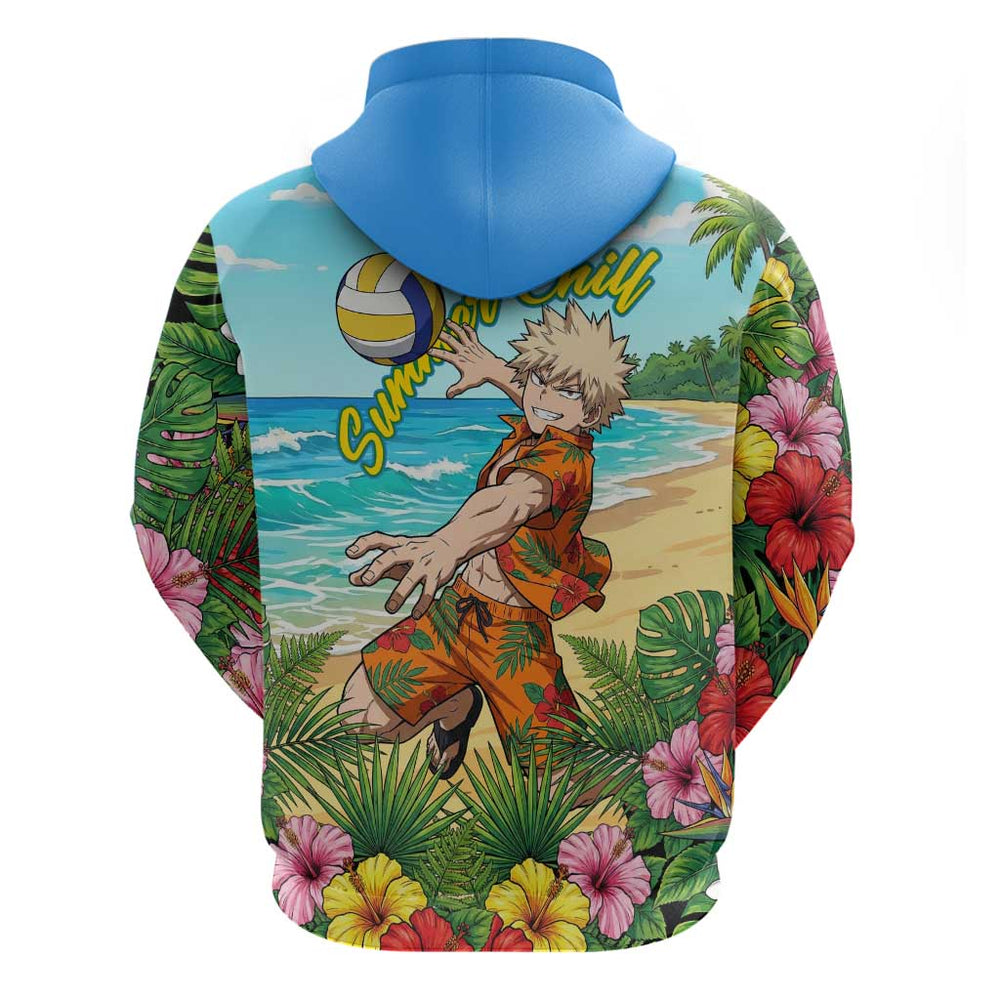 Katsuki Bakugo Summer Chill Hoodie Tropical Anime Action Scene Katsuki Bakugo Summer Chill Hoodie Tropical Anime Action Scene