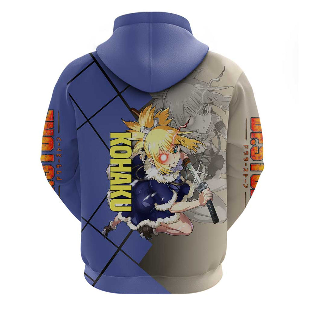Kohaku Dr. Stone Hoodie with Combat Stance and Brave Adventure Design Kohaku Dr. Stone Hoodie with Combat Stance and Brave Adventure Design