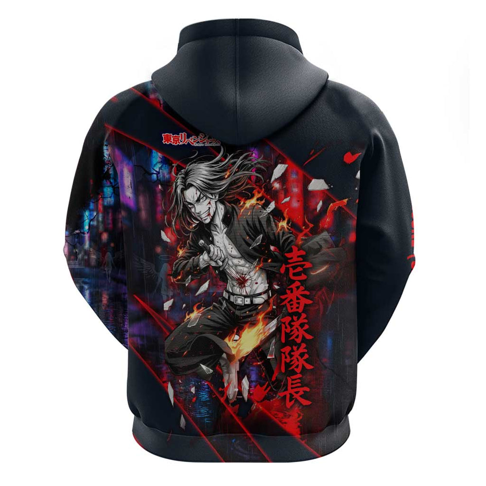 Baji Keisuke Chifuyu Matsuno Hoodie Dark Neon Street Fight Art Style Baji Keisuke Chifuyu Matsuno Hoodie Dark Neon Street Fight Art Style