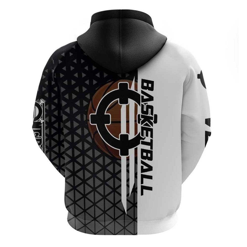 Bartholomew Kuma One Piece Basketball Crossover Design Hoodie with Monochrome Geometric Background a Bartholomew Kuma One Piece Basketball Crossover Design Hoodie with Monochrome Geometric Background a
