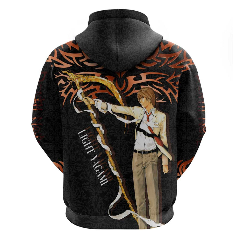 Light Yagami Death Note Hoodie Tribal Anime Fusion Style Light Yagami Death Note Hoodie Tribal Anime Fusion Style