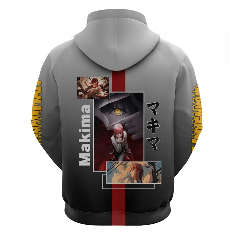 Makima Chainsaw Man Hoodie with Cunning Pose and Mysterious Aura Design Makima Chainsaw Man Hoodie with Cunning Pose and Mysterious Aura Design