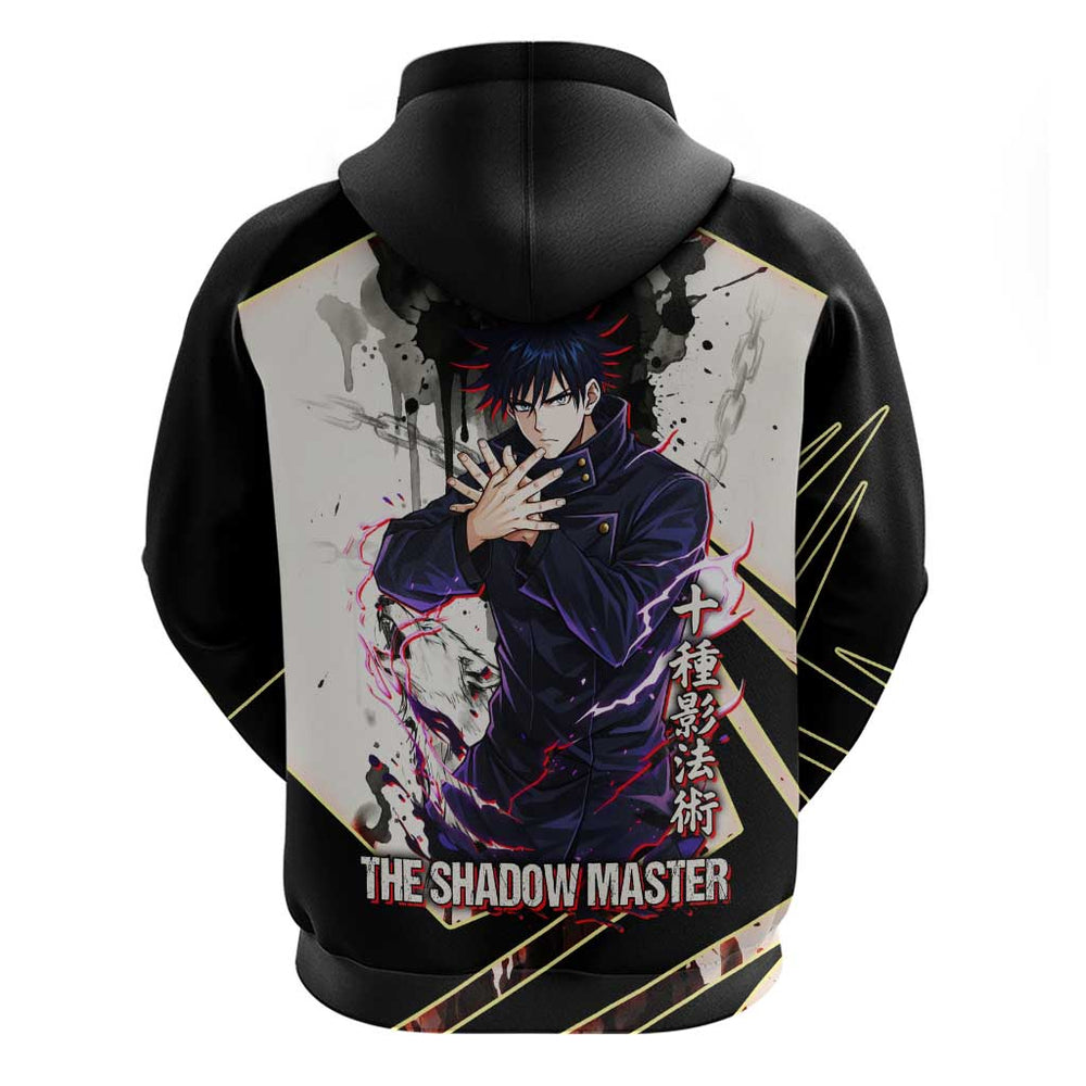 Megumi Fushiguro Shadow Master Hoodie Ink-Stained Cursed Technique Style Megumi Fushiguro Shadow Master Hoodie Ink-Stained Cursed Technique Style