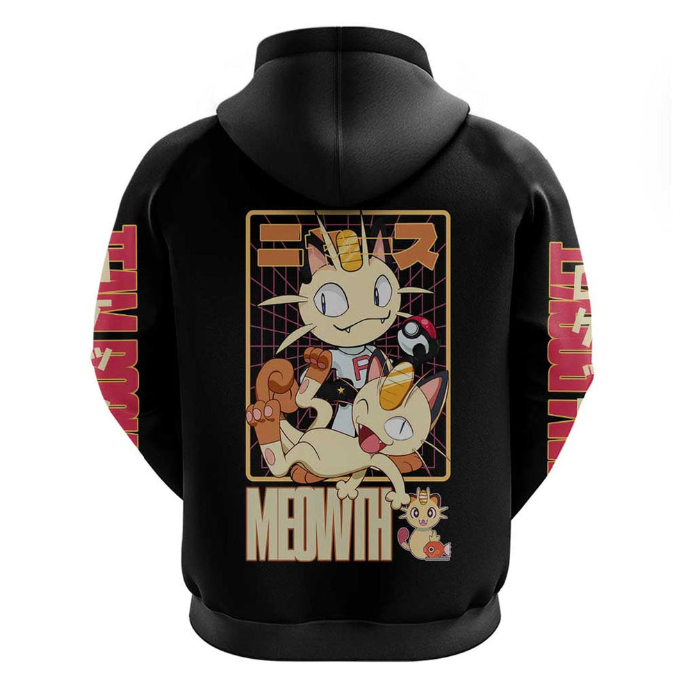 Meowth Poke Hoodie Anime Style Meowth Poke Hoodie Anime Style