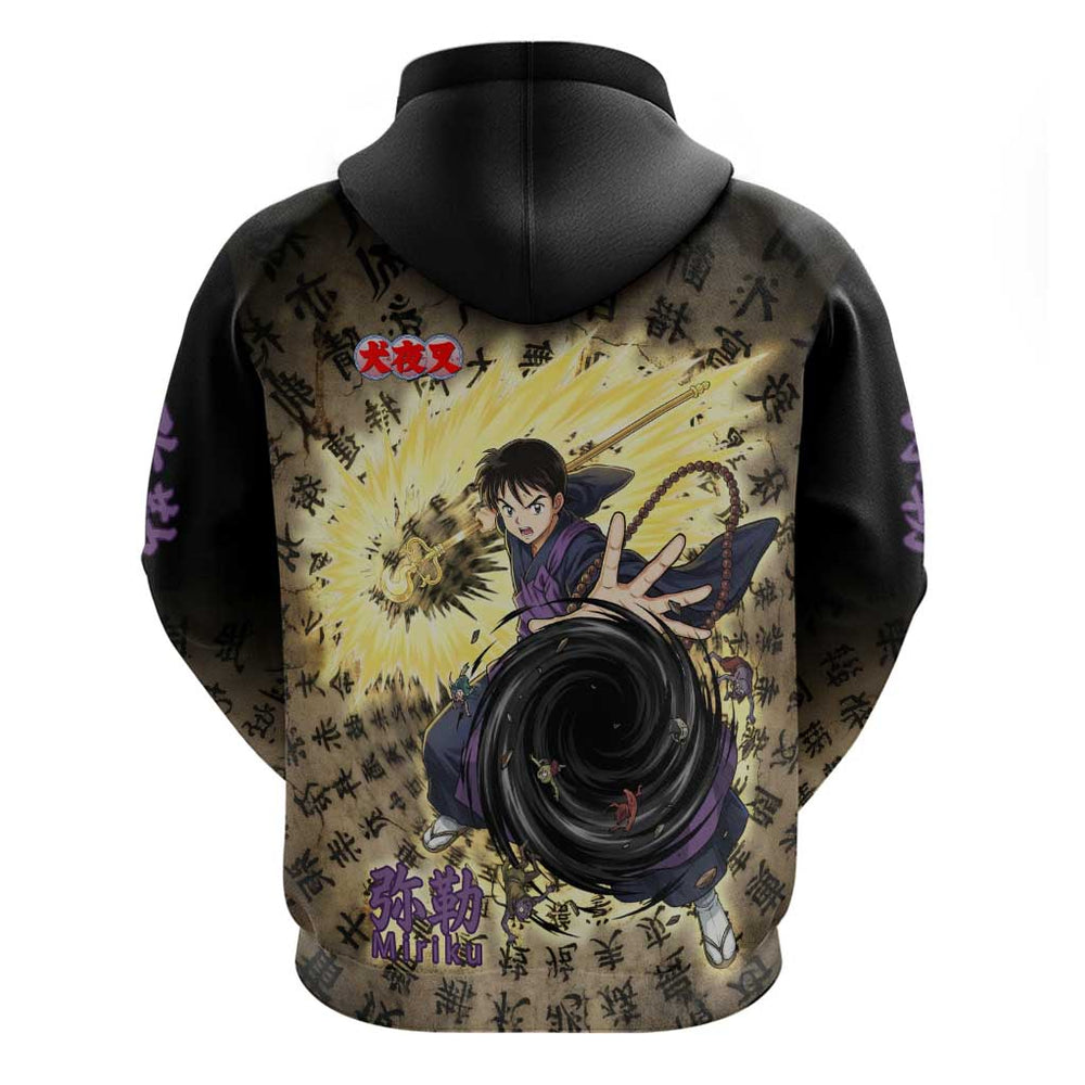 Miroku Inuyasha Series Hoodie Cursed Monk Aesthetic with Sutra Script Background Miroku Inuyasha Series Hoodie Cursed Monk Aesthetic with Sutra Script Background
