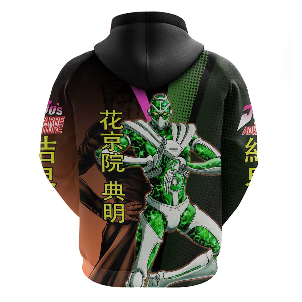 Noriaki Kakyoin JoJos Bizarre Adventure Hoodie with Hierophant Green Stand Noriaki Kakyoin JoJos Bizarre Adventure Hoodie with Hierophant Green Stand